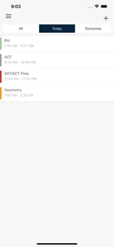 myHomework upcoming assignments screenshot